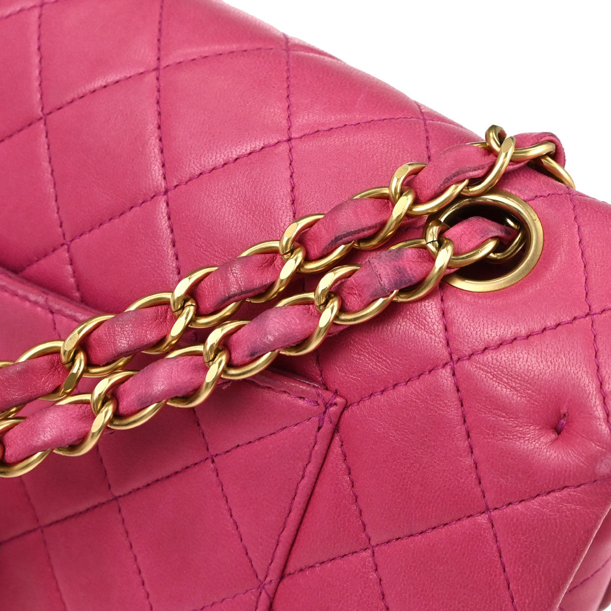 Chanel 2000-2002 Pink Lambskin Medium Classic Double Flap Shoulder Bag