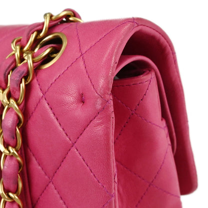 Chanel 2000-2002 Pink Lambskin Medium Classic Double Flap Shoulder Bag