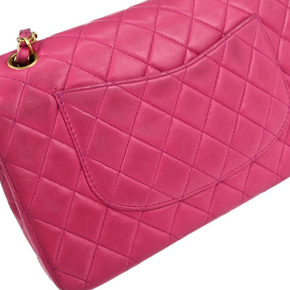 Chanel 2000-2002 Pink Lambskin Medium Classic Double Flap Shoulder Bag