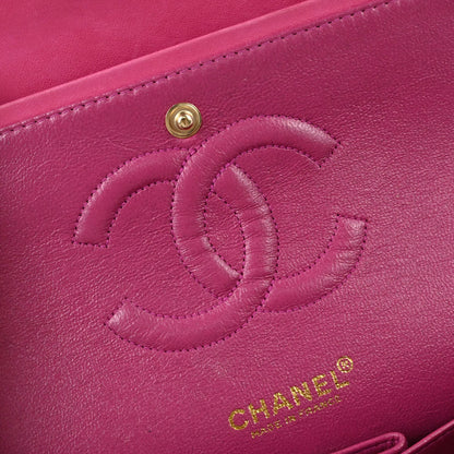 Chanel 2000-2002 Pink Lambskin Medium Classic Double Flap Shoulder Bag