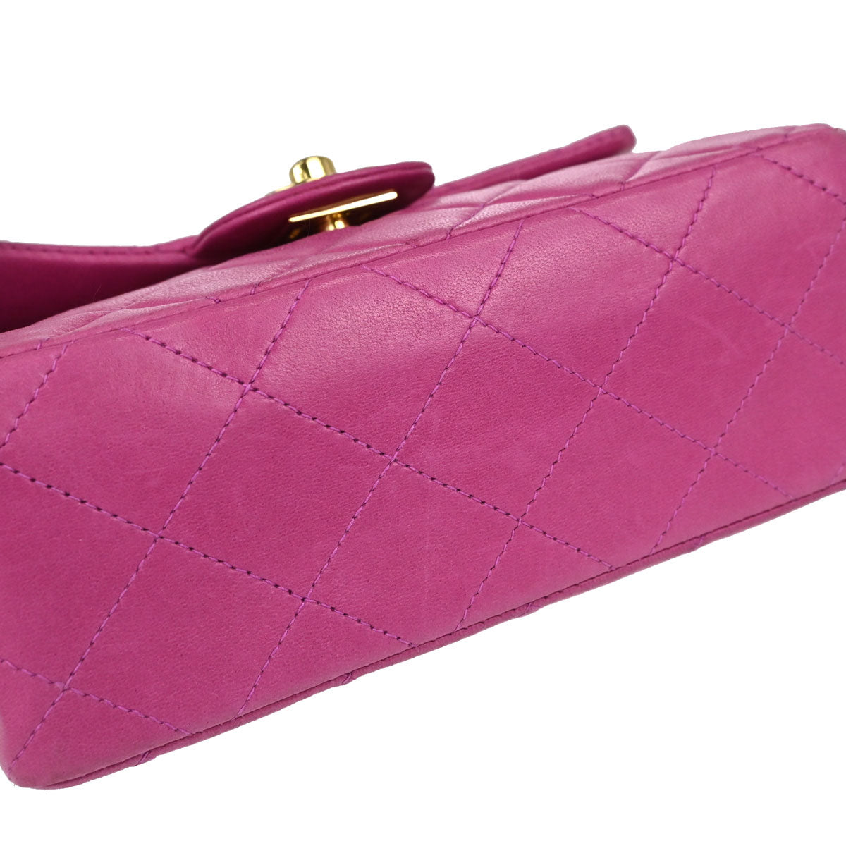Chanel Pink Lambskin Mini Classic Square Flap Shoulder Bag 17