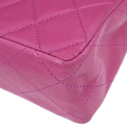 Chanel Pink Lambskin Mini Classic Square Flap Shoulder Bag 17