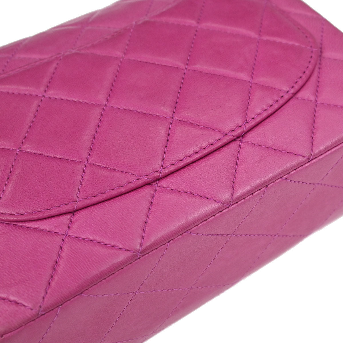 Chanel Pink Lambskin Mini Classic Square Flap Shoulder Bag 17