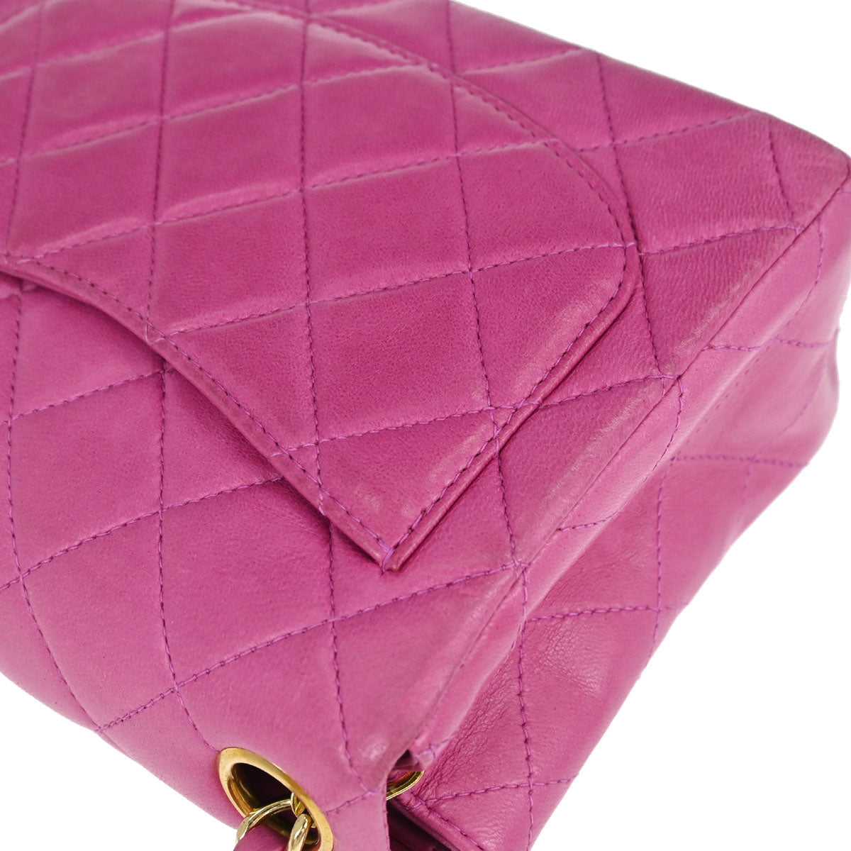 Chanel Pink Lambskin Mini Classic Square Flap Shoulder Bag 17