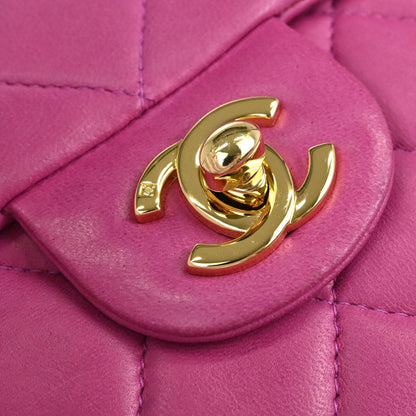 Chanel Pink Lambskin Mini Classic Square Flap Shoulder Bag 17