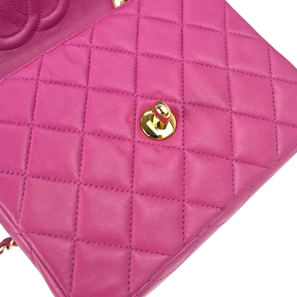 Chanel Pink Lambskin Mini Classic Square Flap Shoulder Bag 17