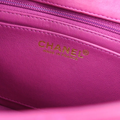 Chanel Pink Lambskin Mini Classic Square Flap Shoulder Bag 17