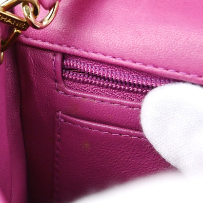 Chanel Pink Lambskin Mini Classic Square Flap Shoulder Bag 17