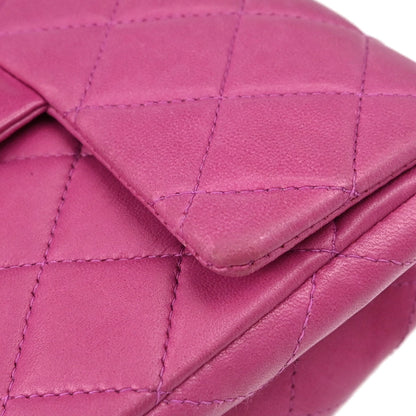 Chanel Pink Lambskin Mini Classic Square Flap Shoulder Bag 17