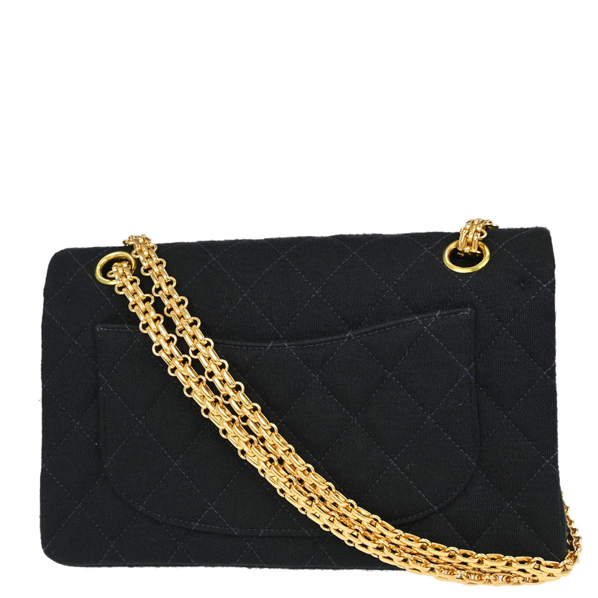 Chanel Black Cotton Small Classic Double Flap Shoulder Bag