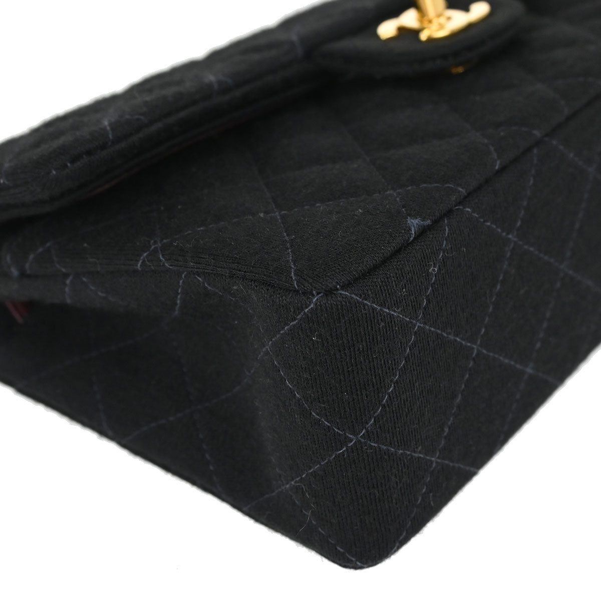 Chanel Black Cotton Small Classic Double Flap Shoulder Bag
