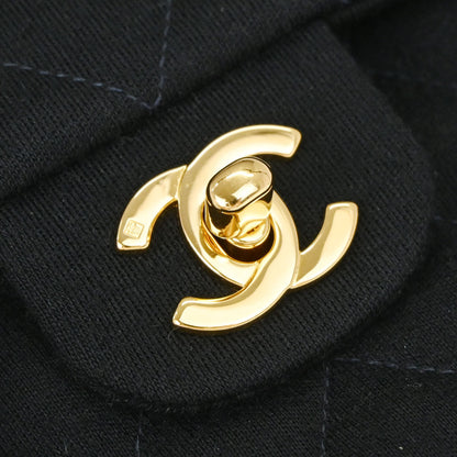 Chanel Black Cotton Small Classic Double Flap Shoulder Bag