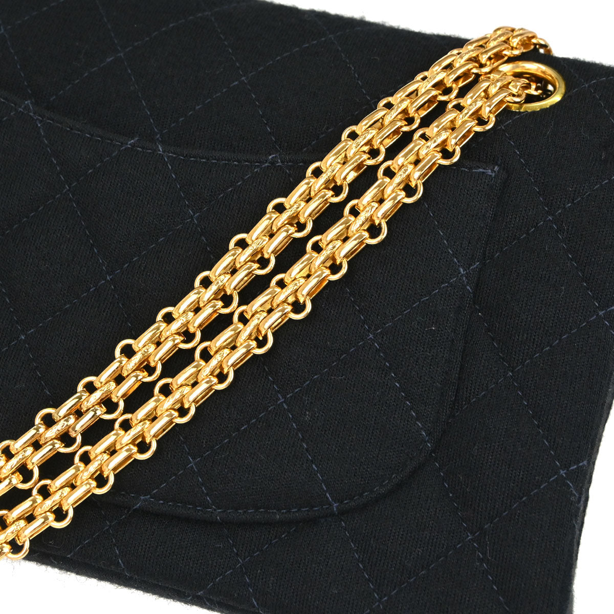 Chanel Black Cotton Small Classic Double Flap Shoulder Bag