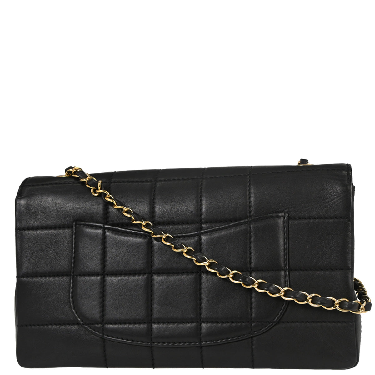 Chanel 2002-2003 Black Lambskin Choco Bar Single Flap Shoulder Bag