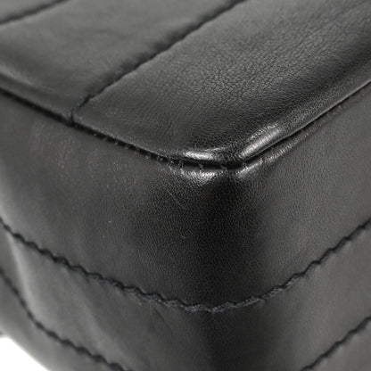 Chanel 2002-2003 Black Lambskin Choco Bar Single Flap Shoulder Bag