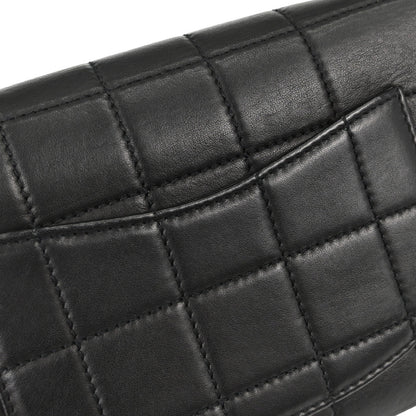 Chanel 2002-2003 Black Lambskin Choco Bar Single Flap Shoulder Bag