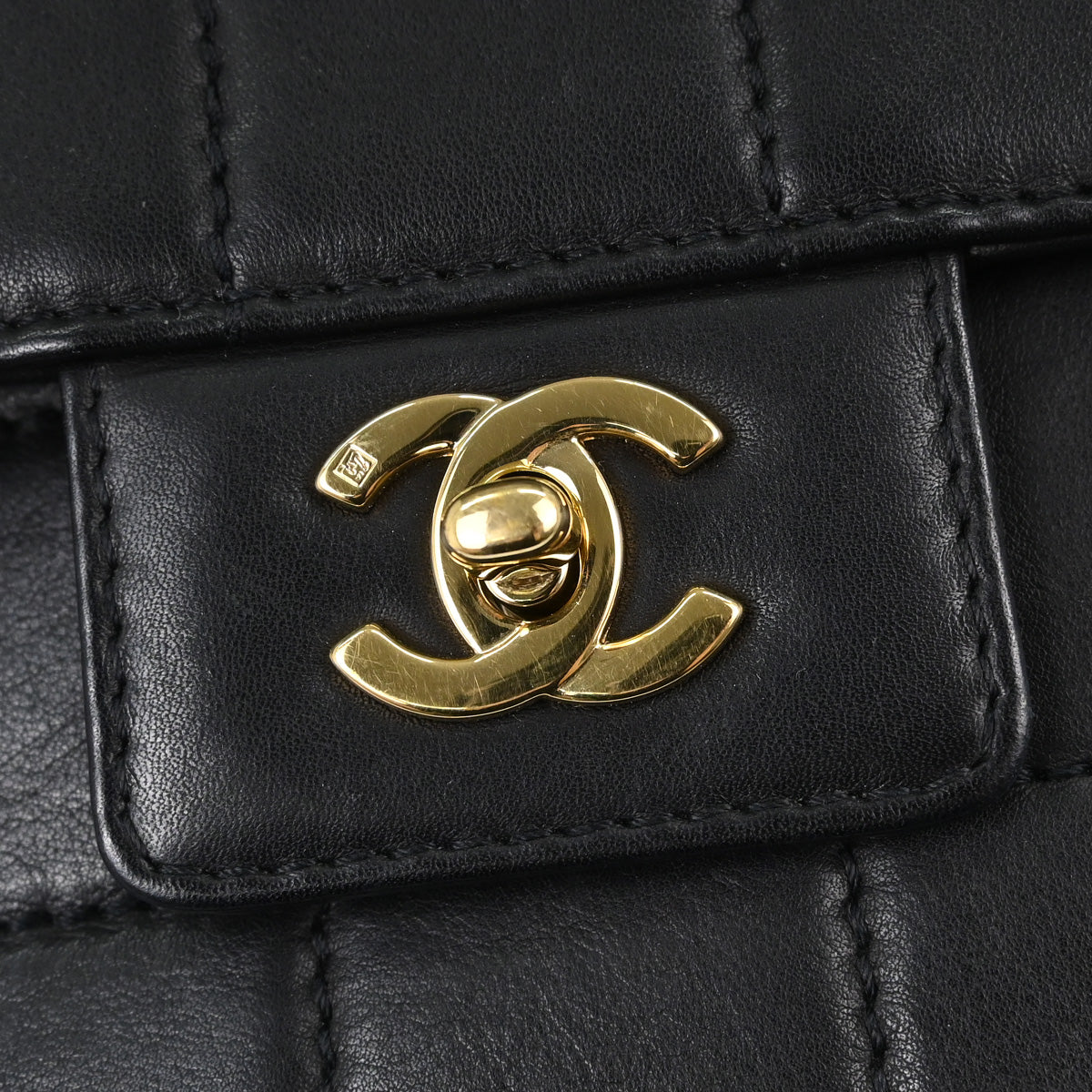 Chanel 2002-2003 Black Lambskin Choco Bar Single Flap Shoulder Bag