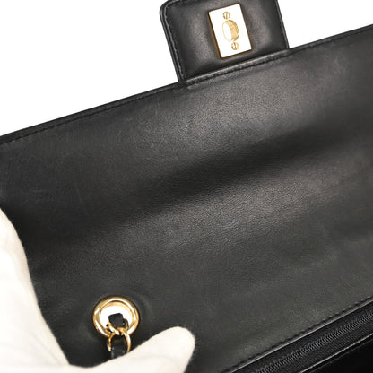 Chanel 2002-2003 Black Lambskin Choco Bar Single Flap Shoulder Bag
