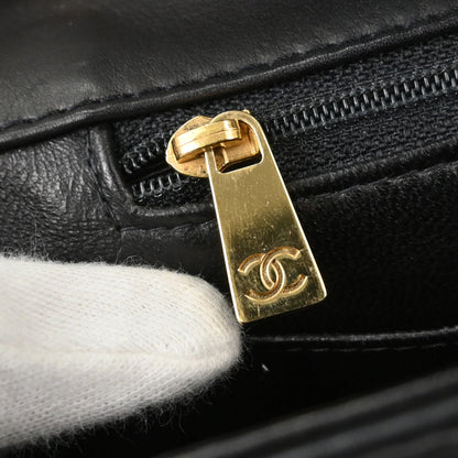Chanel 2002-2003 Black Lambskin Choco Bar Single Flap Shoulder Bag