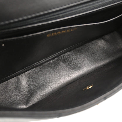 Chanel 2002-2003 Black Lambskin Choco Bar Single Flap Shoulder Bag