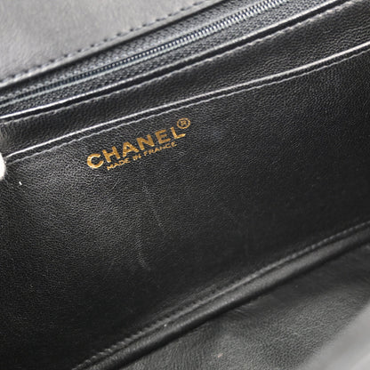 Chanel 2002-2003 Black Lambskin Choco Bar Single Flap Shoulder Bag