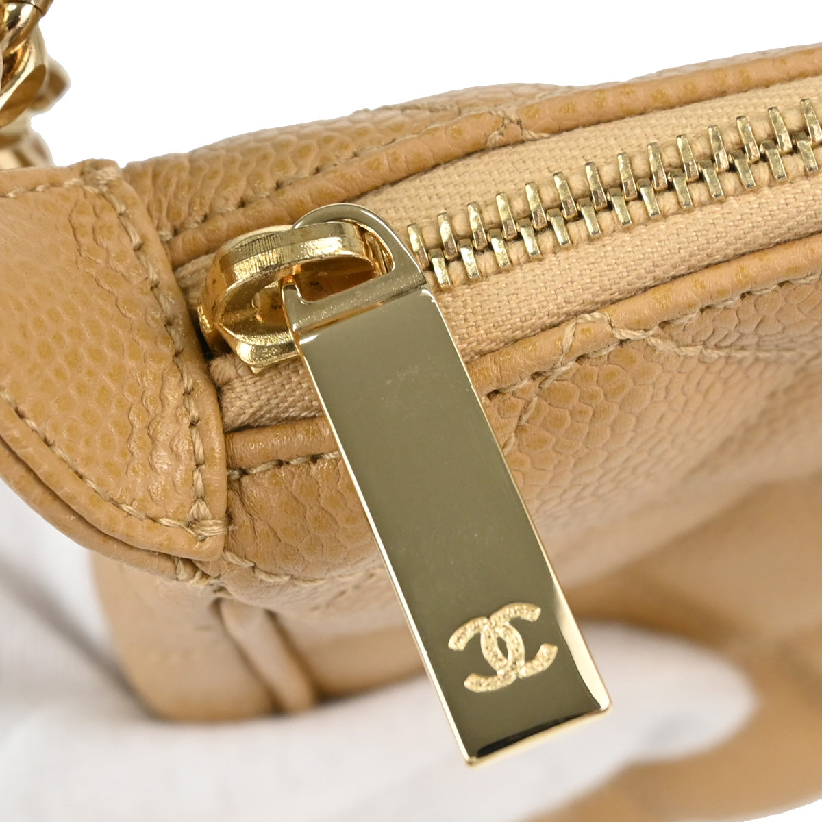 Chanel 2003-2004 Beige Caviar Skin Handbag