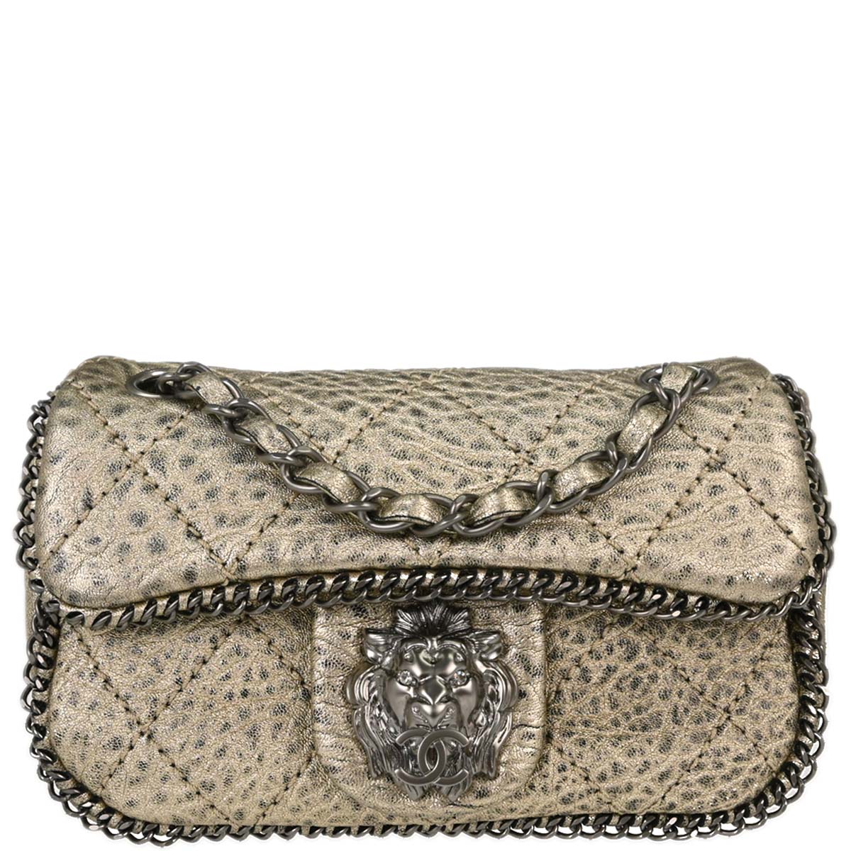 Chanel Metallic Gold Calfskin Leo Lion Flap Bag Shoulder Bag