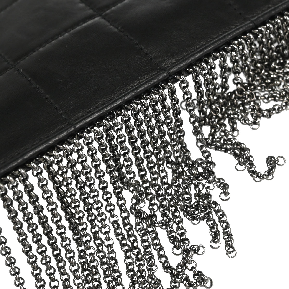 Chanel 2002-2003 Black Lambskin Fringe Chocolate Bar Shoulder Bag