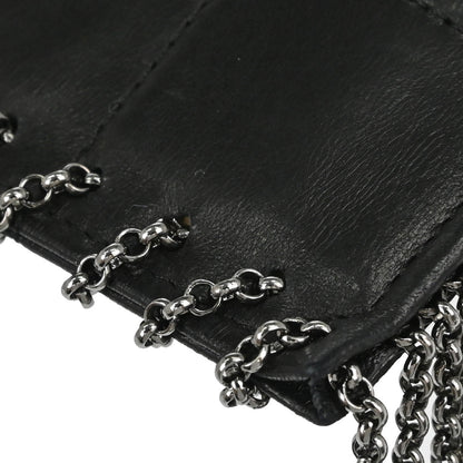 Chanel 2002-2003 Black Lambskin Fringe Chocolate Bar Shoulder Bag