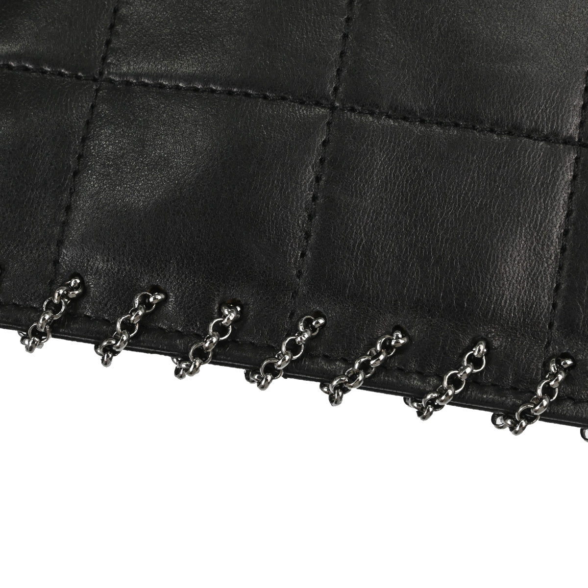Chanel 2002-2003 Black Lambskin Fringe Chocolate Bar Shoulder Bag