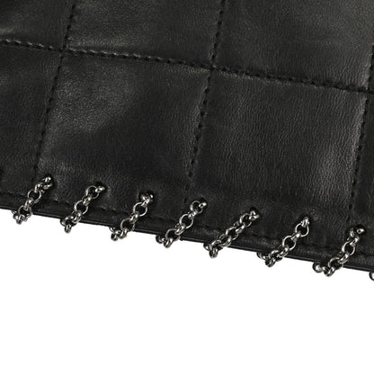 Chanel 2002-2003 Black Lambskin Fringe Chocolate Bar Shoulder Bag
