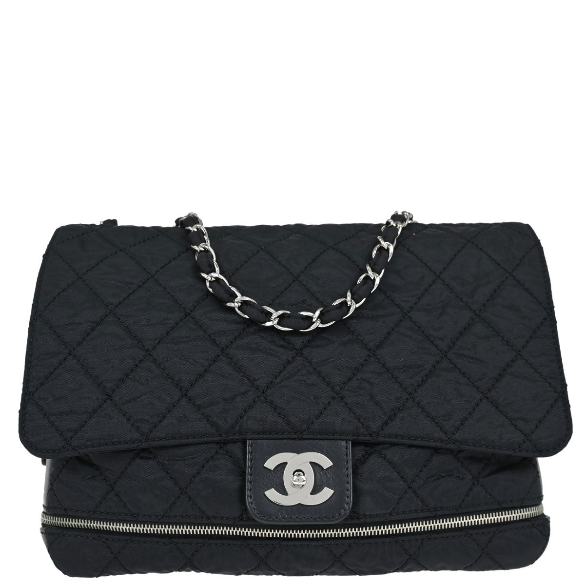 Chanel Black Nylon Expandable Single Flap Shoulder Bag