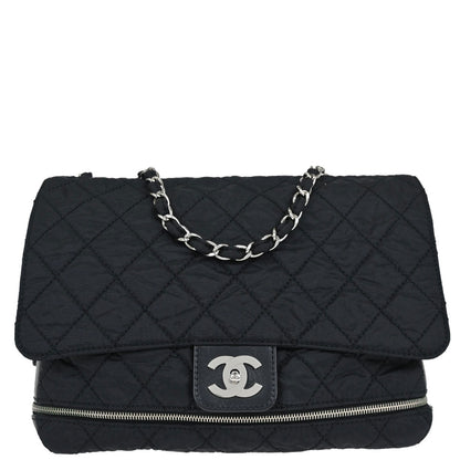 Chanel Black Nylon Expandable Single Flap Shoulder Bag