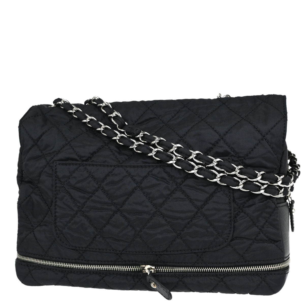 Chanel Black Nylon Expandable Single Flap Shoulder Bag
