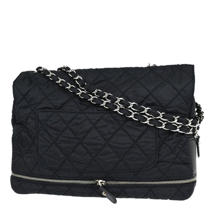 Chanel Black Nylon Expandable Single Flap Shoulder Bag