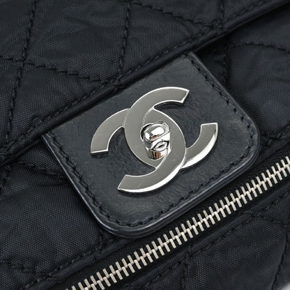 Chanel Black Nylon Expandable Single Flap Shoulder Bag