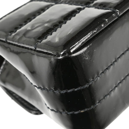 Chanel Black Patent Leather Choco Bar Single Flap Shoulder Bag