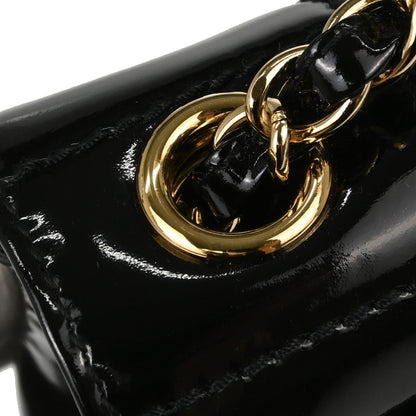 Chanel Black Patent Leather Choco Bar Single Flap Shoulder Bag