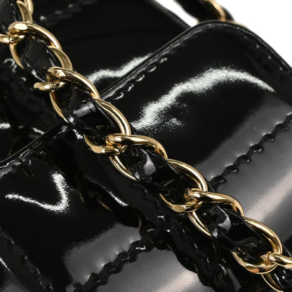 Chanel Black Patent Leather Choco Bar Single Flap Shoulder Bag