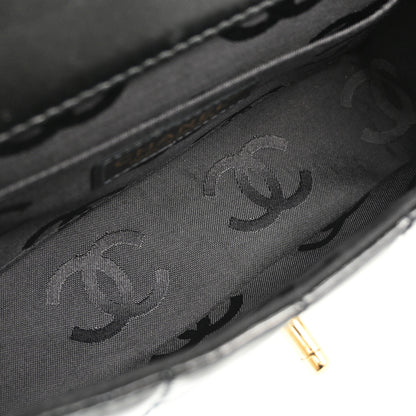 Chanel Black Patent Leather Choco Bar Single Flap Shoulder Bag