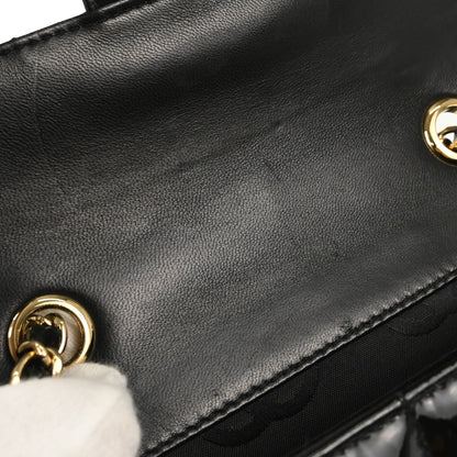 Chanel Black Patent Leather Choco Bar Single Flap Shoulder Bag