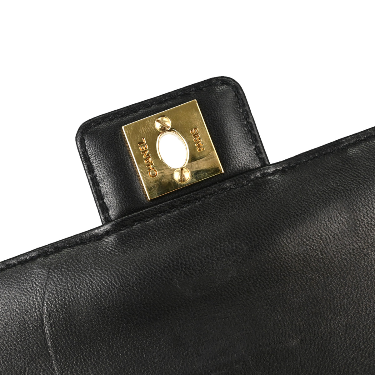 Chanel Black Patent Leather Choco Bar Single Flap Shoulder Bag