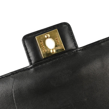 Chanel Black Patent Leather Choco Bar Single Flap Shoulder Bag