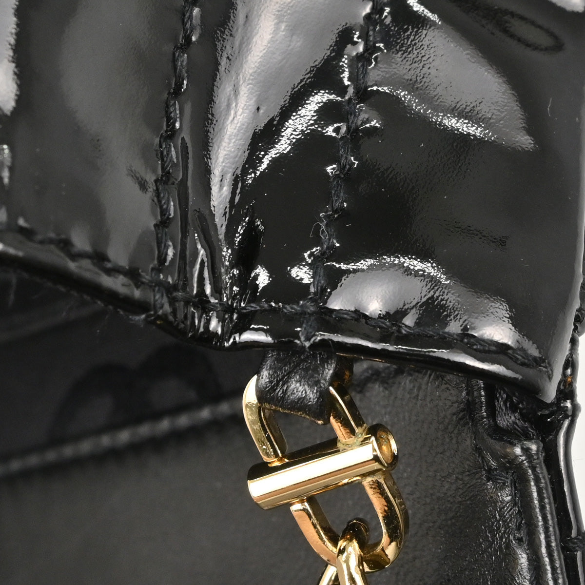 Chanel Black Patent Leather Choco Bar Single Flap Shoulder Bag
