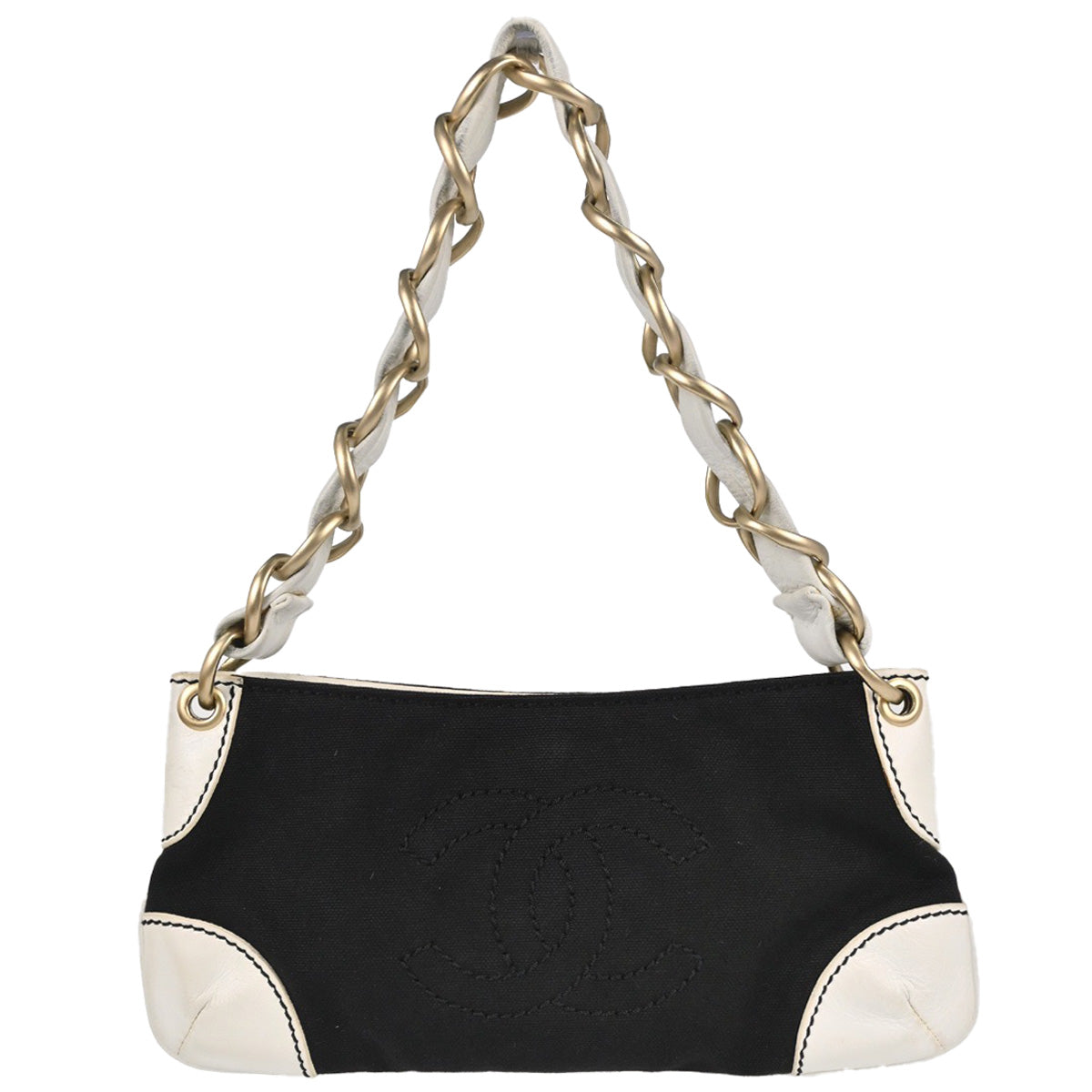Chanel Black White Canvas CC Handbag