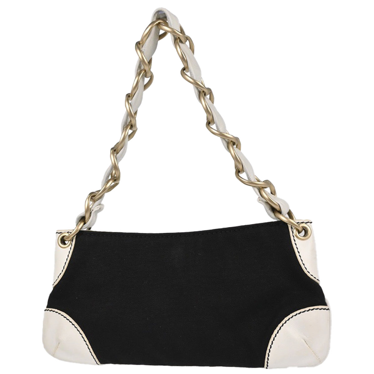 Chanel Black White Canvas CC Handbag