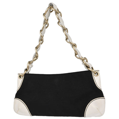 Chanel Black White Canvas CC Handbag