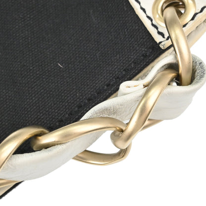 Chanel Black White Canvas CC Handbag