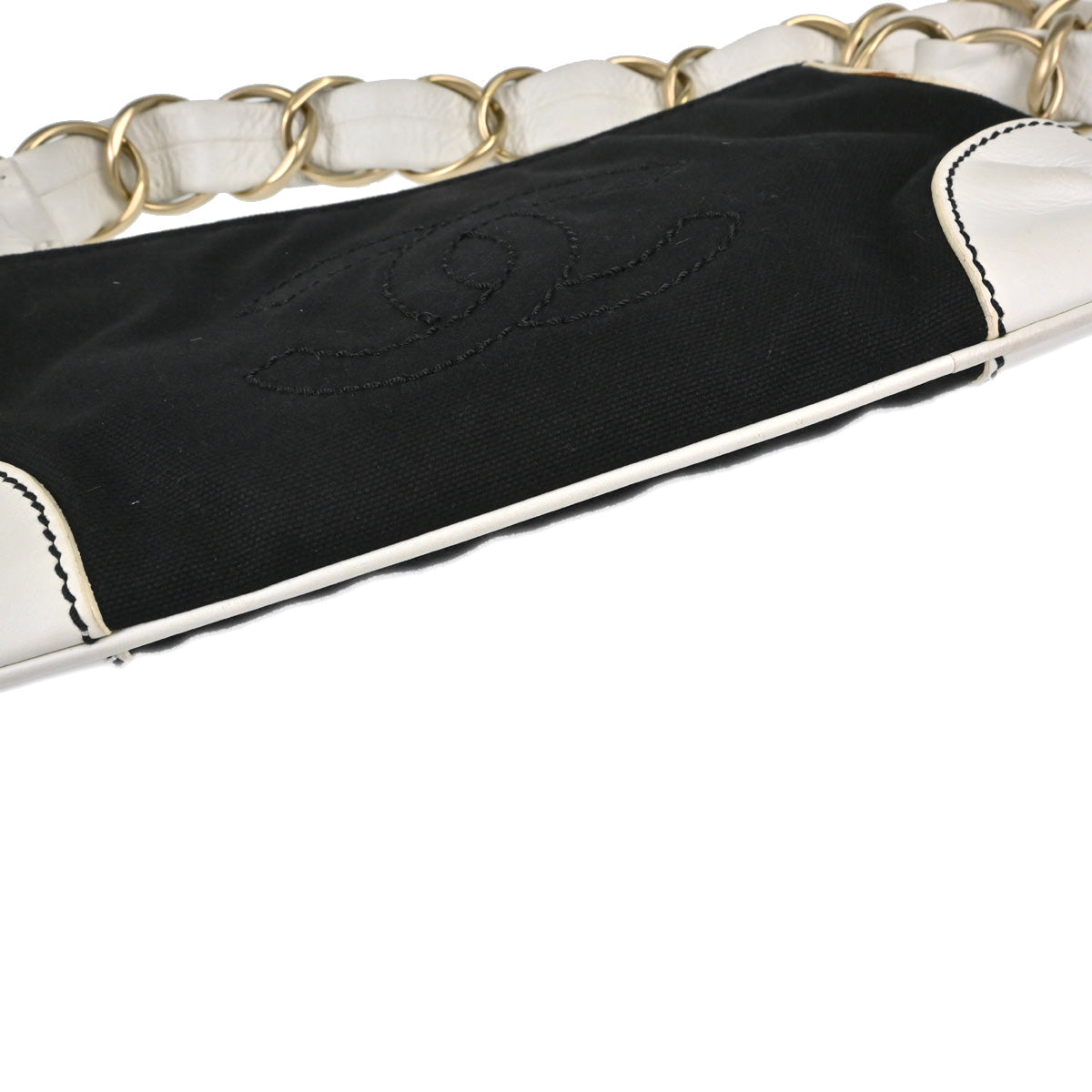 Chanel Black White Canvas CC Handbag