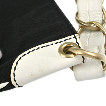 Chanel Black White Canvas CC Handbag